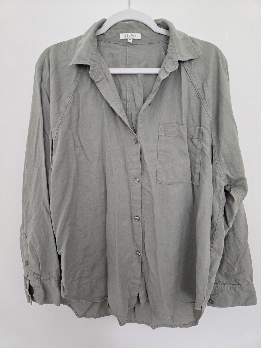 Z Supply Long Sleeve Sage Green Button-Up Shirt Oversize Normcore Size M